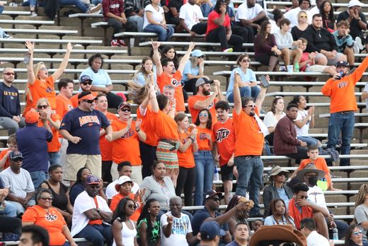 UTEP fans in Houston last week shout their approval as the Miners beat Rice to end a 20-game losing streak.