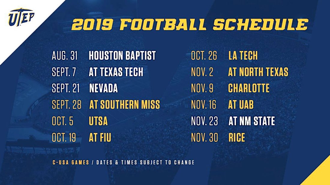 UTEP football schedule 2019